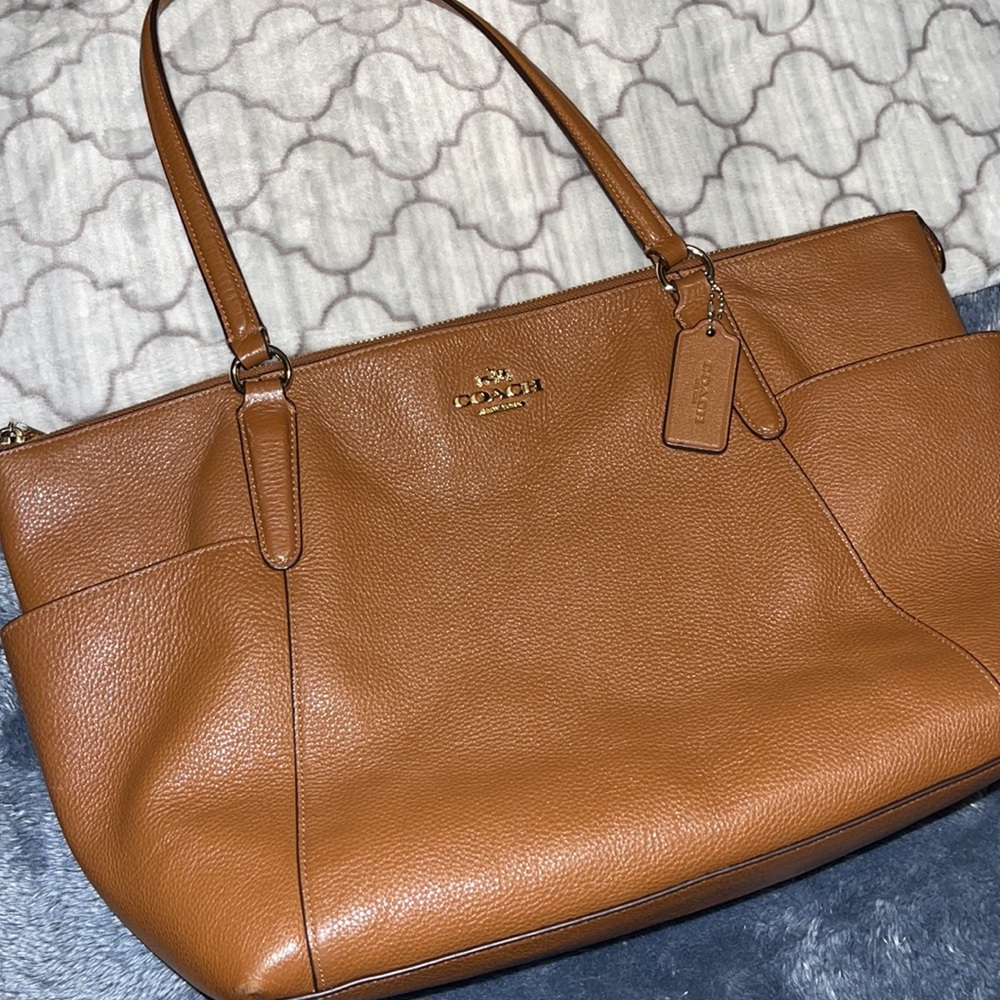 Large brown coach tote